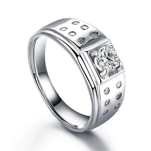 Men's 100% 925 Sterling Silver Zircon Channel Setting Wedding Ring