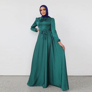 Women's Arabian Polyester Full Sleeves Solid Casual Wear Dress