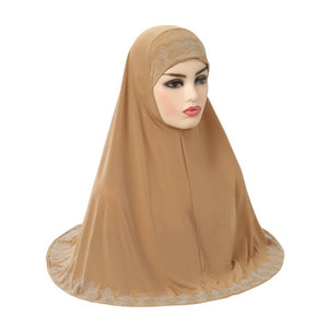 Women's Arabian Polyester Head Wrap Beaded Pattern Casual Hijabs