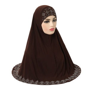 Women's Arabian Polyester Head Wrap Beaded Pattern Casual Hijabs