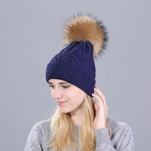 Women's Wool Solid Pattern Casual Wear Knitted Winter Warm Hat