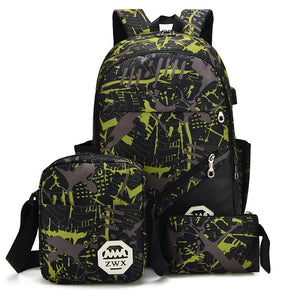 Kid's Girl Oxford Zipper Closure Printed Pattern School Backpack
