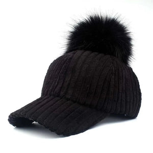 Women's Faux Fur Solid Pattern Casual Wear Winter Baseball Hat
