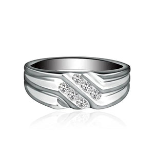 Men's 100% 925 Sterling Silver Zircon Bezel Setting Luxury Ring