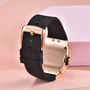 Women's Stainless Steel Tonneau Shaped Luxury Quartz Wrist Watch