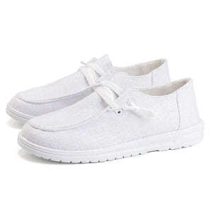 Women's Canvas Round Toe Slip On Closure Luxury Casual Shoes