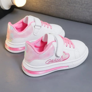 Kid's PU Leather Round Toe Lace-Up Closure  Embroidery Shoes