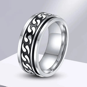 Men's 100% Stainless Steel Geometric Pattern Trendy Wedding Ring