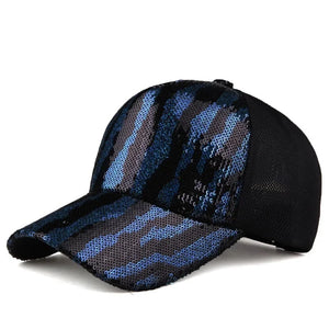 Women's Acrylic Adjustable Strap Sequined Casual Baseball Cap
