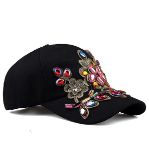Women's Cotton Adjustable Strap Floral Casual Wear Winter Baseball Hat
