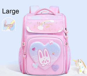 Kid's Girl Polyester Zipper Closure Rabbit Pattern School Backpack