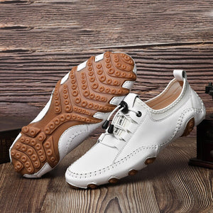 Men's Genuine Leather Breathable Lace-Up Closure Casual Shoes