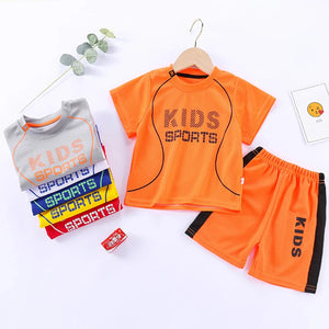 Kid's Boy Polyester O-Neck Short Sleeves Printed Pattern Clothes