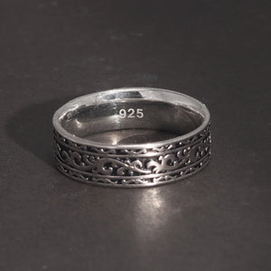 Women's 100% 925 Sterling Silver Geometric Pattern Wedding Ring