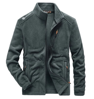 Men's Polyester Stand Collar Long Sleeve Zipper Closure Jacket