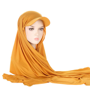 Women's Arabian Polyester Head Wrap Solid Pattern Cap Hijabs