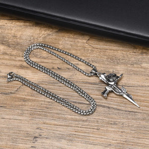 Men's Metal Stainless Steel Link Chain Trendy Flower Necklace
