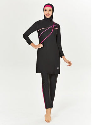 Women's Arabian Spandex Full Sleeves Striped Swimwear Dress