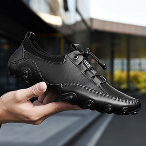 Men's Genuine Leather Breathable Lace-Up Closure Casual Shoes