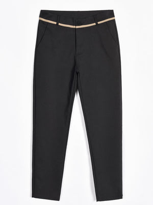 Women's Cotton Zipper Fly Closure High Waist Full Length Pants