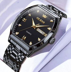 Men's Stainless Steel Folding Clasp Waterproof Luminous Watches