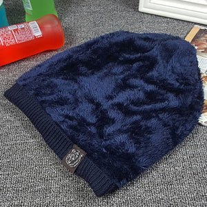 Men's Wool Knitted Plaid Pattern Casual Wear Skullies Winter Cap