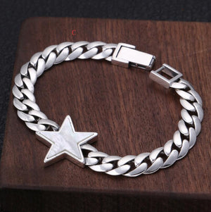 Men's 100% 925 Sterling Silver Geometric Chain Link Bracelet