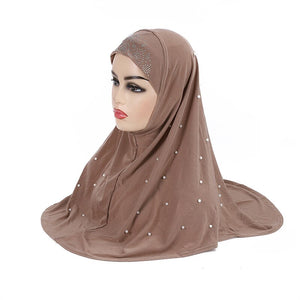 Women's Arabian Polyester Headwear Beaded Pattern Casual Hijabs