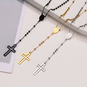 Men's Stainless Steel Link Chain Cross Trendy Religious Necklace