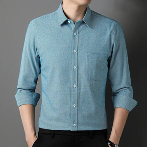 Men's Cotton Turndown Collar Long Sleeves Formal Wear Shirts