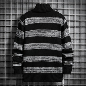 Men's Polyester Full Sleeves Striped Pullover Casual Sweater