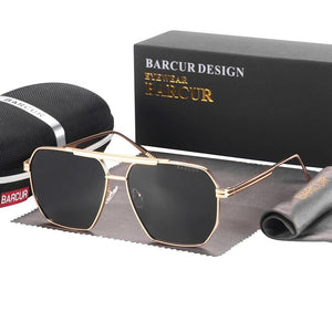 Men's Stainless Steel Frame TAC Lenses Square Vintage Sunglasses
