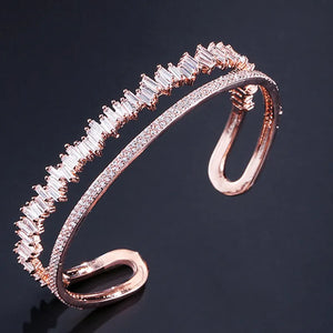 Women's Copper Cubic Zirconia Geometric Pattern Trendy Bracelet