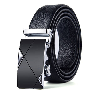 Men's Leather Automatic Buckle Closure Solid Pattern Trendy Belts