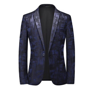 Men's Polyester Full Sleeve Single Button Closure Luxury Blazers