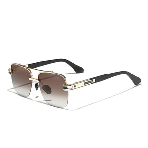 Men's Aluminum Frame Polarized Square Pattern Retro Sunglasses