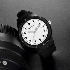 Men's Plastic Case Buckle Clasp Round Shaped Luminous Watch