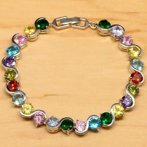Women's 100% 925 Sterling Silver Zircon Trendy Geometric Bracelets