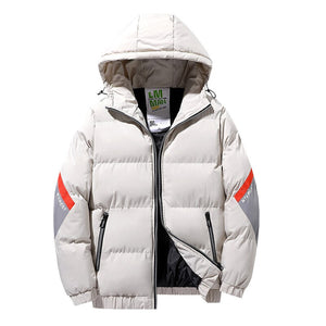 Men's Cotton Long Sleeve Zipper Closure Winter Hooded Jacket