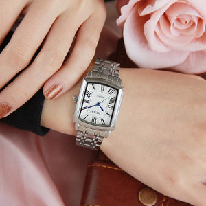 Women's Stainless Steel Rectangle Shaped Trendy Quartz Watch