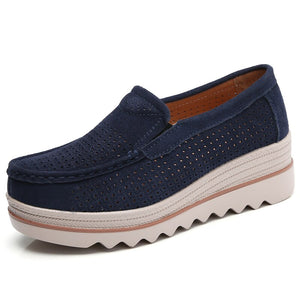 Women's Cow Suede Round Toe Slip-On Closure Casual Wear Shoes