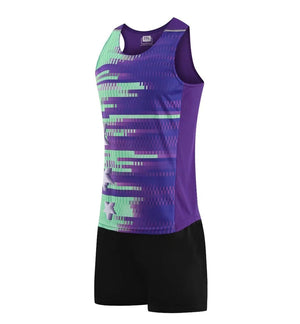 Men's Polyester Sleeveless T-Shirt With Shorts Sexy Workout Set