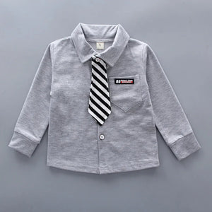 Kid's Cotton Turn-Down Collar Full Sleeve Double Breasted Clothes