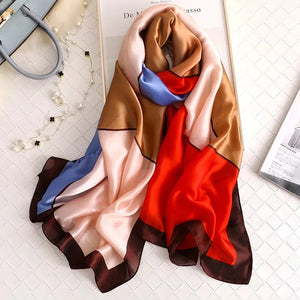 Women's Silk Neck Wrap Mixed Colors Pattern Trendy Beach Scarves