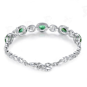 Women's 100% 925 Sterling Silver Spinel Geometric Shape Bracelet