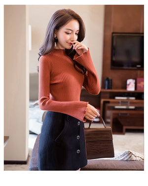 Women's Acetate Turtleneck Full Sleeves Casual Wear Sweaters