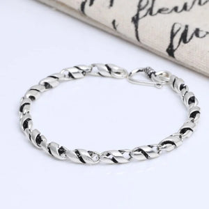Men's 925 Sterling Silver Geometric Pattern Chain Type Bracelet