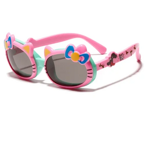 Kid's Cat Eye Acetate Frame Polycarbonate Lens Flexible Sunglasses