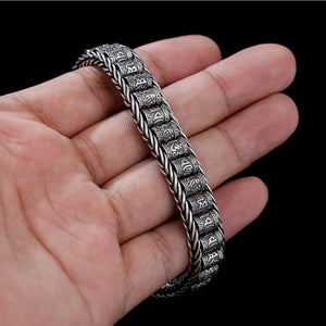 Men's 100% 925 Sterling Silver Geometric Pattern Trendy Bracelet