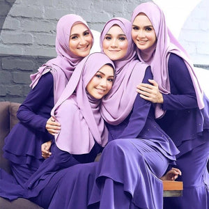 Women's Arabian Chiffon Headwear Solid Pattern Casual Hijabs
